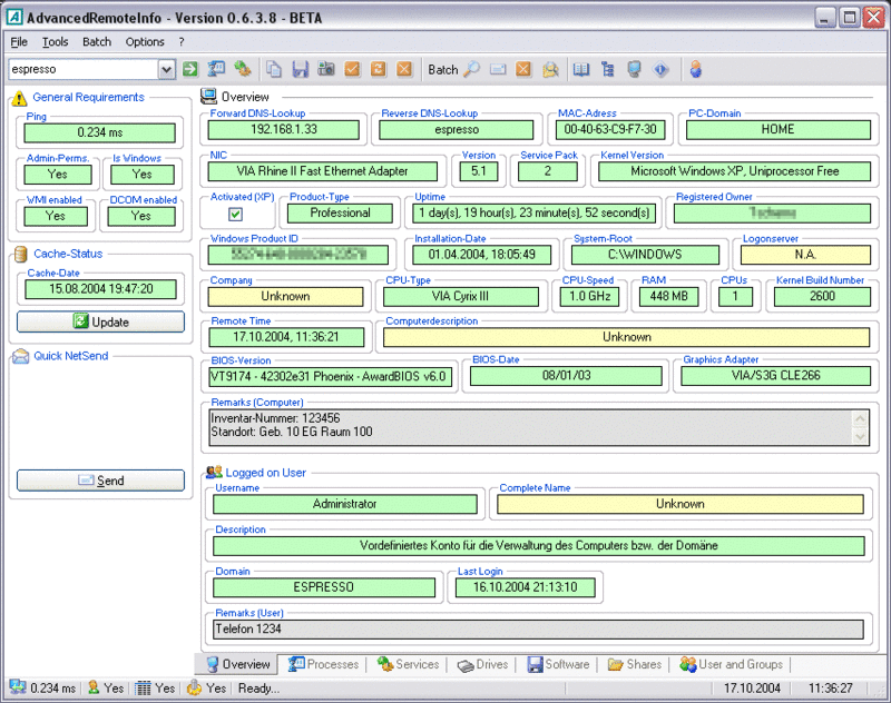 AdvancedRemoteInfo Screenshot
